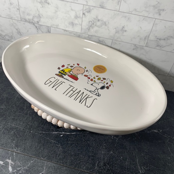 Rae Dunn Dining Rae Dunn Peanuts Give Thanks Serving Platter Tray